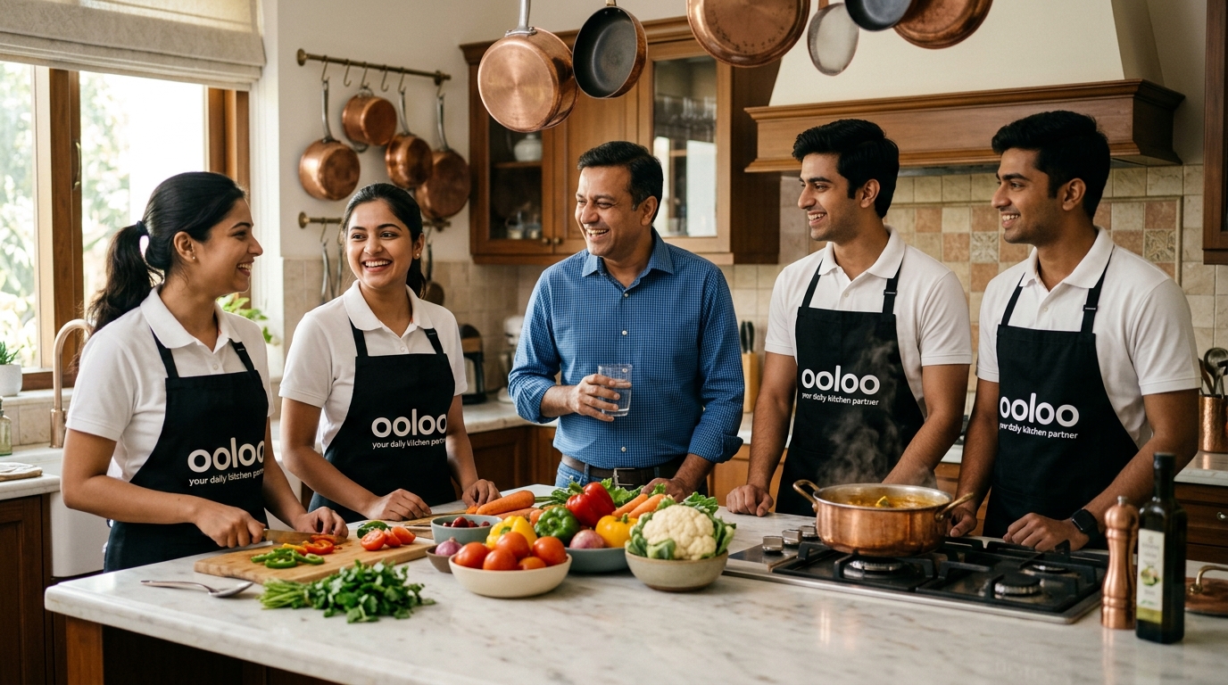 ooloo kitchen team cooking together